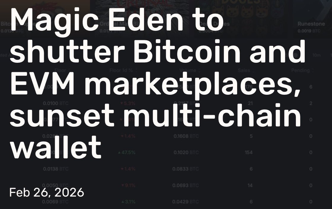 magic eden annonce l'arrêt du support pour evm et les nft bitcoin, concentrant ses services sur d'autres plateformes et technologies blockchain.